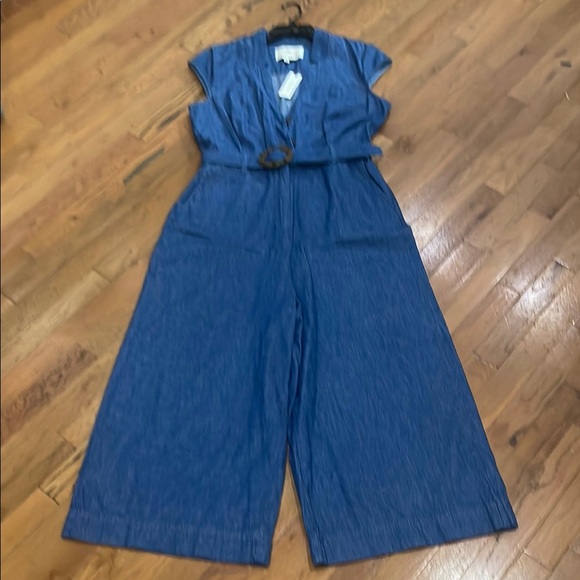 Pilcro by Anthropologie Blue Denim Jumpsuit with Gaucho Wide-Leg Design - Picture 1 of 8